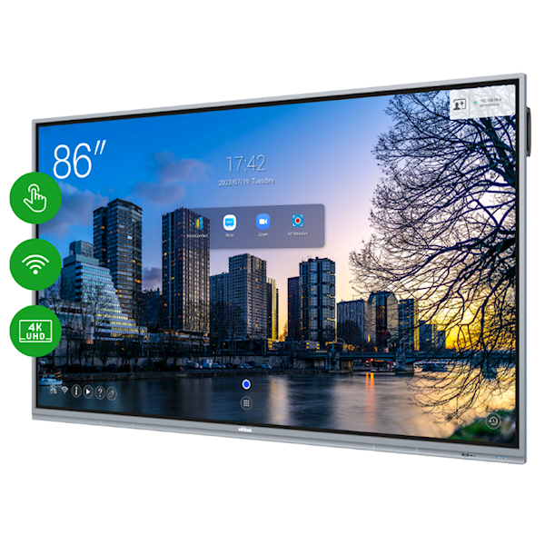 ინტერაქტიული ეკრანი, სმარტ ეკრანი Vivitek Novo Touch EK865I, 86", 4K UHD, Android v9.0, RAM 8GB, 64GB, Smart Board, Grey