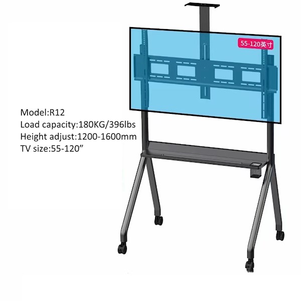 ტელევიზორის საკიდი Allscreen KM-RT43 Universal LCD LED TV Bracket R12, With Roller, Size 55”-120”, Black